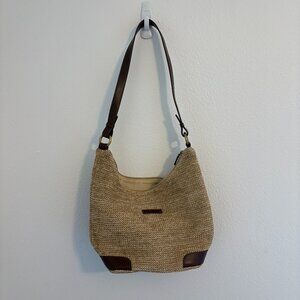 Cherokee Straw & Faux Leather Shoulder Bag | Roomy Tote